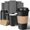 Ginkgo 100 Pack Disposable Coffee Cups with Lids and Sleeves