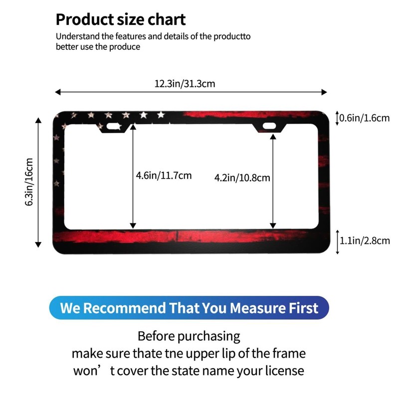 CTVSLFU License Plate Frame with 2 Holes - 002 Black