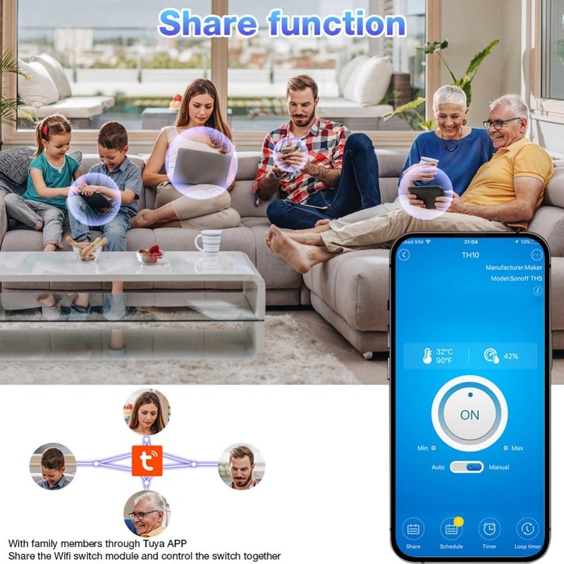 Aswalling WiFi Smart Switch 30A High Power App Remote Home