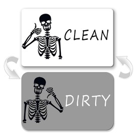 Chendalize Dishwasher Magnet Clean Dirty Sign, Strong Magnet Clean Dirty Magnet for Dishwasher, Double Side Reversible dirty clean dishwasher magnet, Funny Skeleton Dishwasher Magnet, Easy to Read