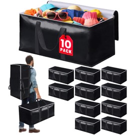 StoreHappily Heavy-Duty & Extra Capacity Moving Bags with Backpack Straps, Storage Totes with Double Zipper & Strong Handles, Packing Bags Alternative to Moving Boxes, Moving Supplies (10 Pack, Black)