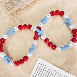 KACAPAO Baseball Beaded Cross Necklace for Boys Girls Kids Men,Rhinestone Discoball Bling Necklace -Baseball Ice Cross Necklace Drip Gifts for Players Athletes Christian