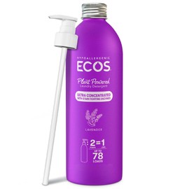 ECOS Ultra Concentrated Liquid Laundry Detergent, Sustainable Aluminum Bottle, Up to 78 Washer Loads - Hypoallergenic Laundry Soap - High Efficiency & Standard Machine Washing - Lavender, 16 Fl Oz