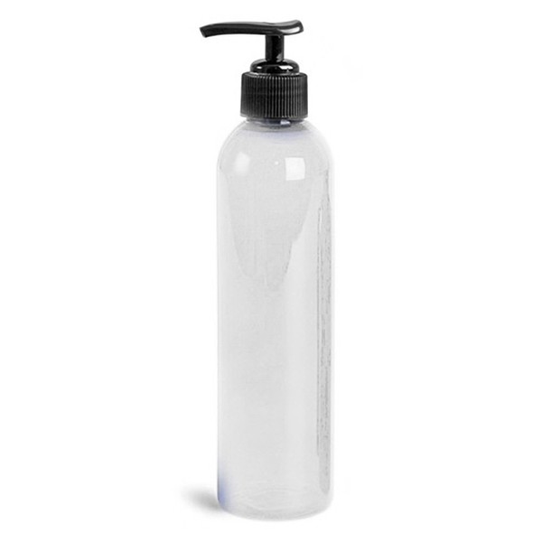 Royal Massage 8oz Bullet Round Massage Oil/Lotion/Liquid Bottle with Saddle Pump (Clear, 1)