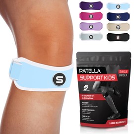 Sleeve Stars Swedish Brand Patellar Tendon Support Strap for Women & Men Effective Osgood Schlatter Knee Brace Youth & Kids Knee Brace with 3 Adjustable Length fits 7"-15" (Single/Light Blue/Kids)