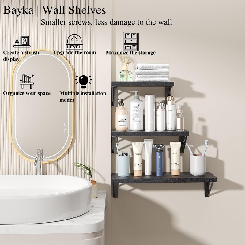 BAYKA Wall Shelves for Bedroom Decor, Floating Wall Shelves for