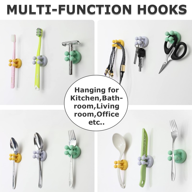 XoYoZo 4 pcs Silicone Toothbrush Holder Multi-Function Hook Waterproof self