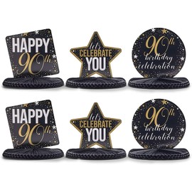 90th Birthday Party Honeycomb Centerpiece Decoration (12 x 11 In, 6 Pack)