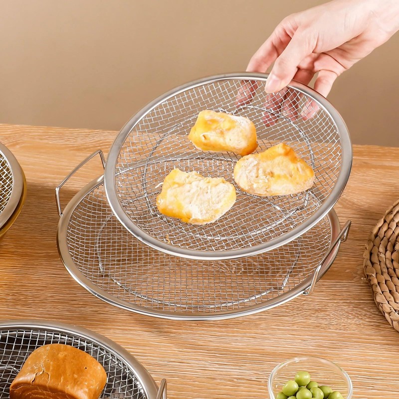 JANKOW Air Fryer Rack Round Stainless Steel Basket, Oil Strainer