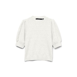 VERO MODA Women's Vmdoffy 2/4 O-Neck Pullover Ga Noos, Snow white/detail: melange, S
