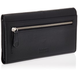 Timberland Women Leather RFID Flap Wallet Clutch Organizer, Black (Pebble), One Size