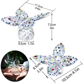 HDCRYSTALGIFTS Large Crystal Butterfly Figurine Collectibles with Ball Base,Art Glass Decorative Paperweight Ornament Crystal Decor for Home Living Room,Souvenir Birthday Gifts