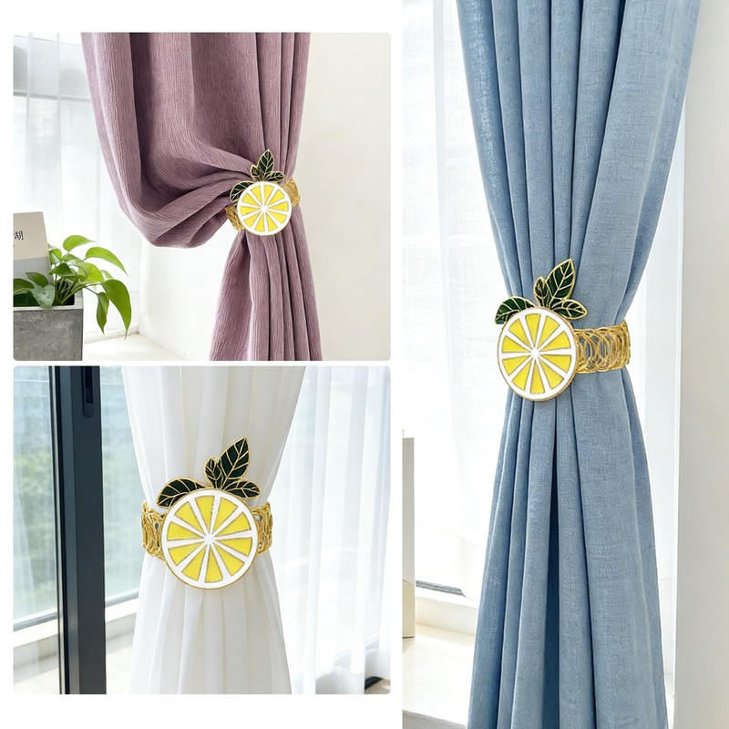 Davifina Lemon Curtain Tiebacks 2 Pack Yellow Fruit Spring Curtain