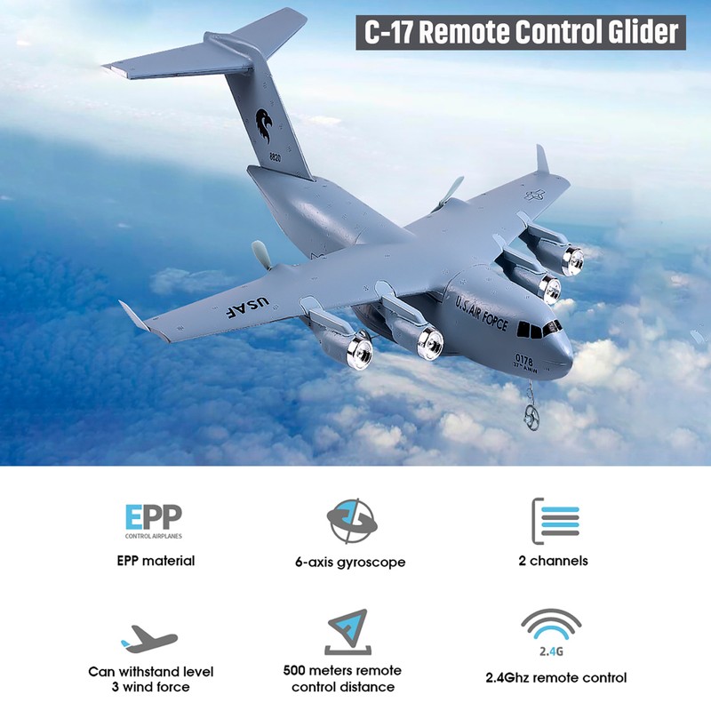 Remote Control Airplane, Transport 390mm Wingspan 2.4GHz 2CH 6-Axis Gyro