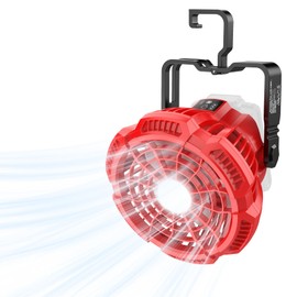 PropeLannt Portable Fan for Milwaukee 18V Battery, Brushless 3-Speed Desk Fan with LED Light, 3300 RPM, 180° Rotating Hook, Camping Fan for Hiking, Jobsite, Tents (No Battery)