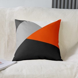 Loussiesd Set of 2 Geometry Strip Lines Throw Pillow Covers Geometric Grey Orange Black Cushion Case for Home Living Room Decor Reversible Abstract Art Decorative Throw Cushion Case 20x20 Inch