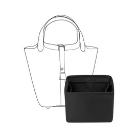 YUNDINGJI Purse Organizer Insert for Hermes Picotin 18 Bags,Black,Luxury Bags Storage with Silk, Lightweight Shaper for Daily Use, Pockets Large Capacity.