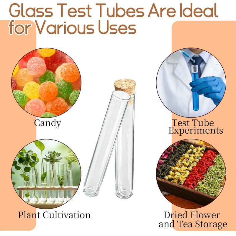 PEDOBALI 110 Pcs Glass Test Tubes with Cork Stoppers Lab