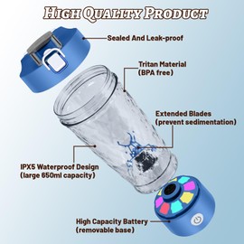 flintronic flintronic Elektrischer Eiwei? Shaker, 650ML Elektrischer Protein Shaker, Automatischer Protein Mixer, USB C Wiederaufladbare Eiwei? Mixer, Shaker Cups f??r Proteinshakes Mahlzeitenersatz- BPA-Frei