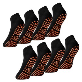 4 Pairs of Men's Non-Slip Socks, Yoga Socks with Nubs for Men, ABS Non-Slip Socks, Cotton Pilates Socks, Non-Slip Socks, Men for Yoga, Fitness & Trampoline - Sizes 39-46, black