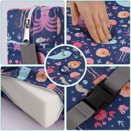 Zicac Booster Seat Chair, Child Portable Cartoon Chair Raiser Child, Removable Washable Seat Cushion, Children's Chair with 2 Non-Slip Buckles for Food, Playing Piano, Excursion, Picnic, Travel