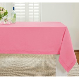 Solino Home Linen Tablecloth for Rectangle Tables 60 x 108 Inch - 100% Pure Linen Pink Carnation Table Cloth - Fete, Machine Washable Cloth Tablecloth for Summer