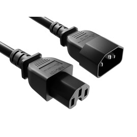 CableLeader 3ft IEC-60320 C14 to C15 PDU Server Power Cord 14AWG 15A/250V SJT, Black