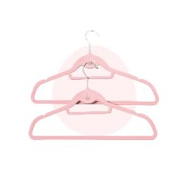 Pink Velvet Stackable Hangers 1 Pack Non Slip Felt Hanger with 360°Swivel Hook, Ultra Thin and Space Saving Flocked Hangers for Suits, Shirts, Coats, 15Lbs Capacity Heavy Duty