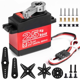 25KG High Torque RC Servo, Miuzei Waterproof Servo Motor Compatible with 1/8, 1/10 RC Car, Full Metal Gear Steering with 25T Horn 270 Degree (1Pcs)