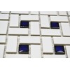 Spiral Pattern Porcelain Tile Matte White with Shiny Cobalt Dots