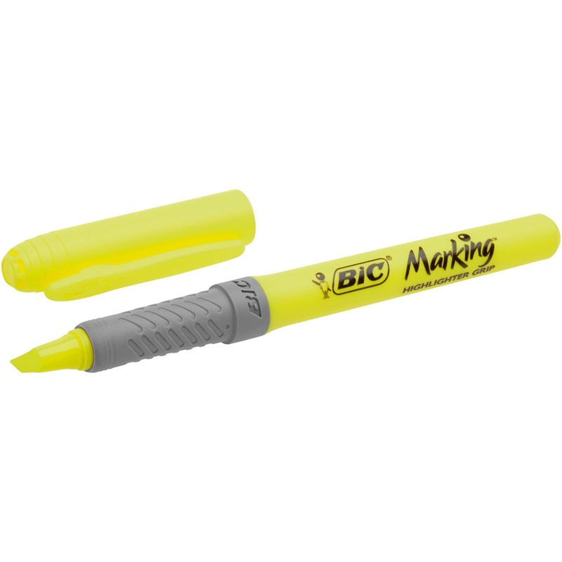 BIC Grip Highlighters - Yellow/Blue/Green/Pink (Pack of 4)