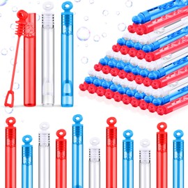 Lunmon 120 Pcs 4th of July Mini Bubble Wands Bulk Patriotic Red White Blue Bubbles Party Favors Independence Day Memorial Day Birthday Decorations Summer Outdoor Toys Gift Kids School Classroom Prizes
