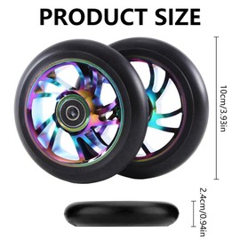 Stunt Scooter Wheels, 2 Pieces Scooter Replacement Wheels 88A with ABEC-9 Bearings Aluminium, Replacement Wheels for Scooter Wheels 100 mm, Scooter Wheels Compatible with Most Stunt Scooters & Kick