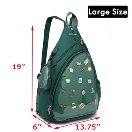 Oxford Ita Bag Kawaii Pin Display Chest Pack Single Shoulder Bag Sport Zipper Backpack Hiking Daypack, Large