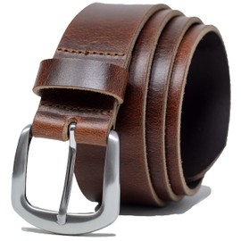 Ashford Ridge Made in England 38mm Full Hide Leather Belt with Horse Shoe Buckle - Antique Large