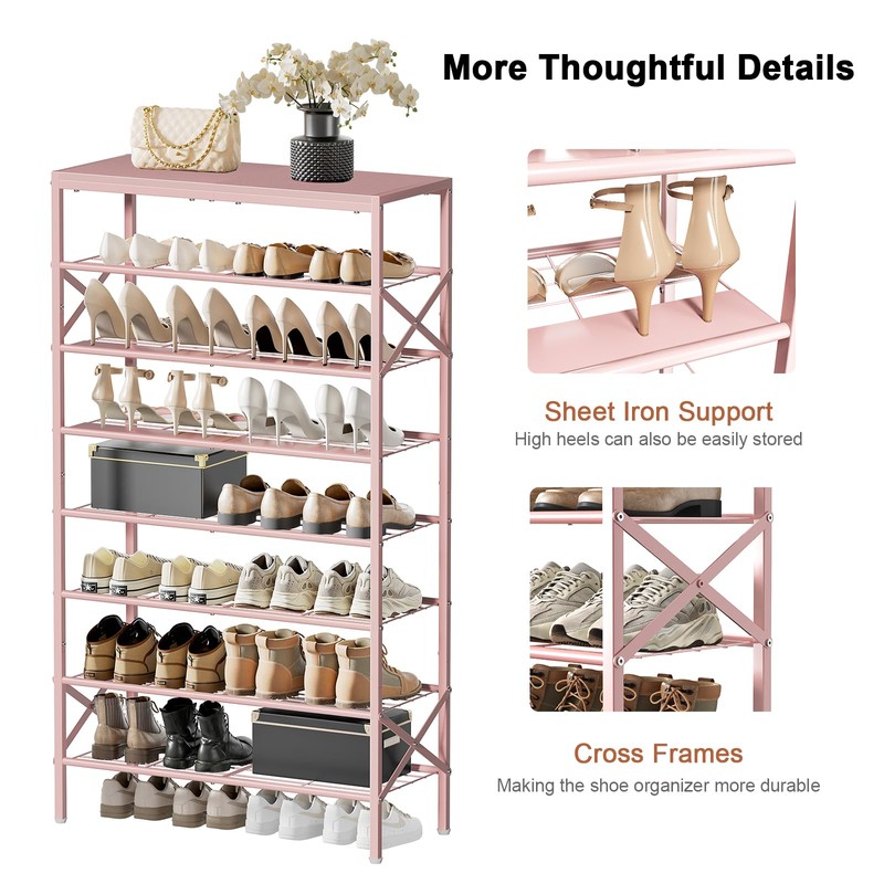 UNITSTAGE 8-Tier Tall Shoe Rack Organizer Shoe Storage for Entryway