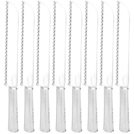 Clear Premium Serrated Knives - Standard Size (2 Pcs) - Heavy Duty Material - Ideal for Parties & Events