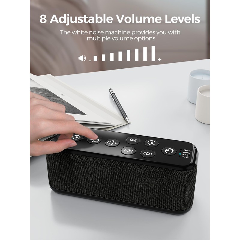 Sound Machine-Rechargeable 3000mAh Battery Powered White Noise Machine for Sleeping
