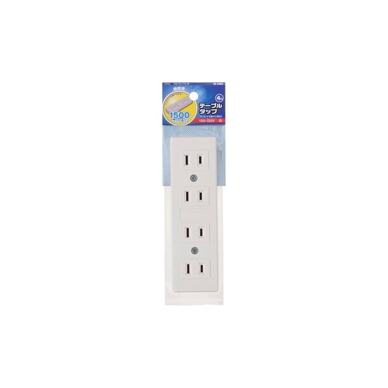Ohm Electric 06-5389 Power Strip 4 Outlet Table Tap, White,