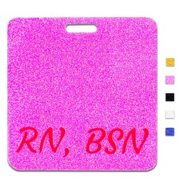 ANDGING RN BSN Badge Buddy Horizontal Glitter Pink for Registered Nurse - Nursing Cards for Student Gifts, Medical ID Name Card, Office Accessories