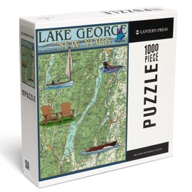 Lantern Press 1000 Piece Jigsaw Puzzle, Lake George, New York, Lake Chart