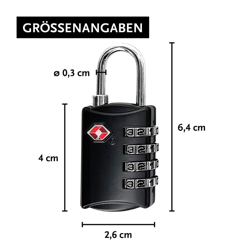 DonDon Travel Luagge Lock TSA approved 4 Digit Combination Black