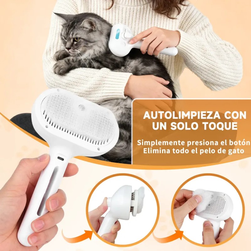 3 En 1 Cepillo Vapor Perros Y Gatos Peine Para