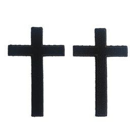 2 pcs Christian Cross Patch, 4 inches - Jesus Cross Black Cross Biker Fully Embroidered Iron On/Sew On Patch Applique