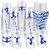 Yungyan 50 Sets Cheerleading Plastic Cups with Lids and Straws,