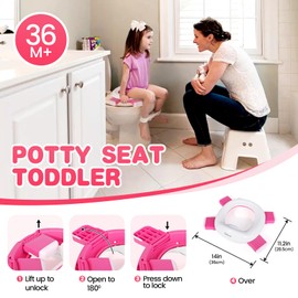 Orzbow Portable Potty for Toddler Kids Travel Potty Training Toilet Seat with Storage Bag- Foldable Potty Chair with 40pcs Travel Bags, Detachable Carry Baby Potty with Splash Guard for Toddlers, Pink