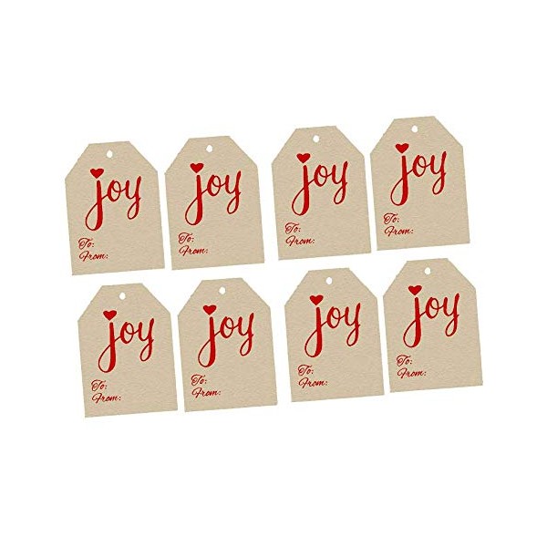 Christmas Holiday Joy Red & Kraft Vintage Printed Gift Tags 2-1/4"x3-1/2" - 50pack