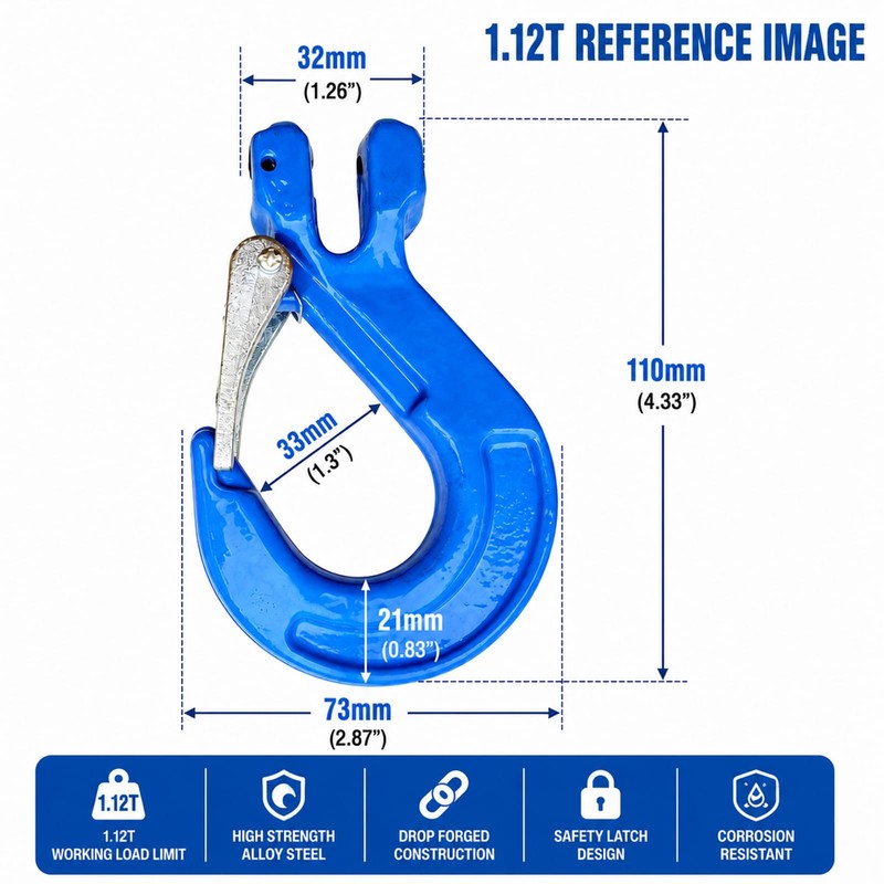 Lyplus 5/16" G80 Clevis Sling Hook with Latch,2490 LBS WLL,