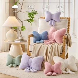 XIAIJIA Bowknot Throw Pillows Bow Decorative Pillow Aesthetic Home Decor Knot Plush Pillows Soft Seat Cushions Cute Throw Pillow for Couch Bow Room Decor