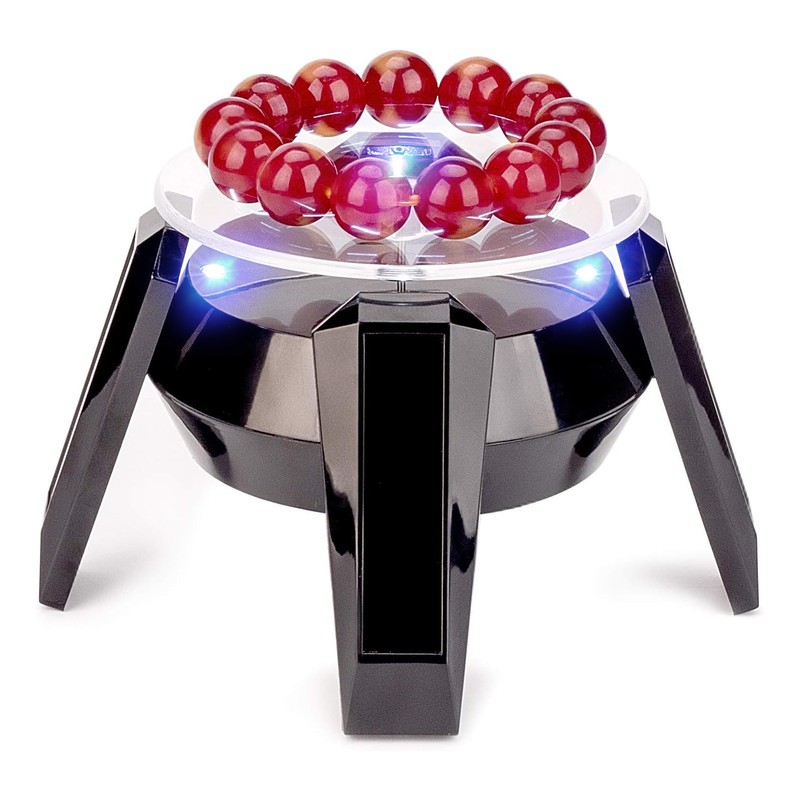 LED Jewelry Display Turntable Solar Powered Rotating Stand Blue Led